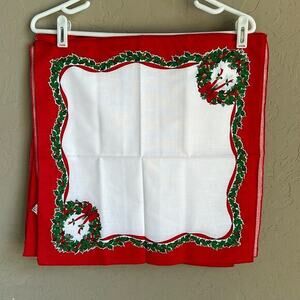 Sun weave‎ Linen Corp vintage Christmas wreath napkin Holiday set of 8